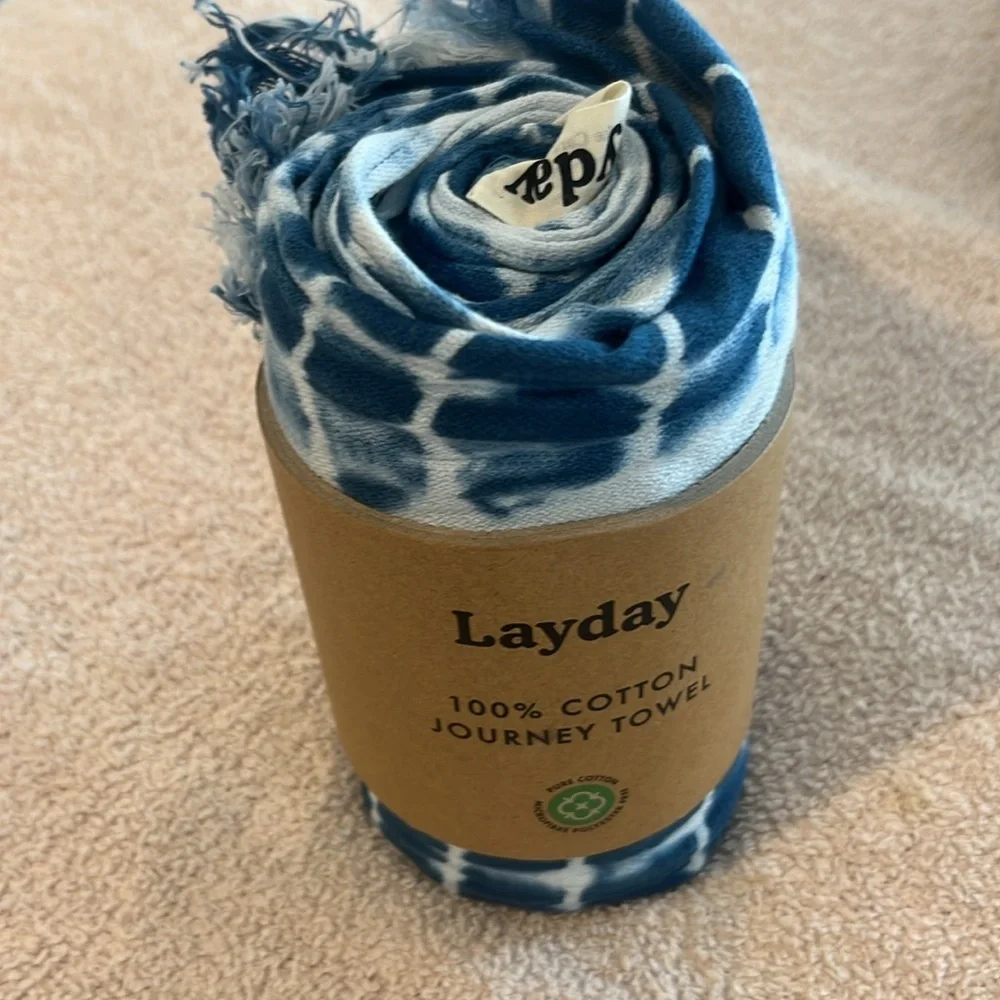 Layday Hand Dyed 100% Cotton Journey Towel, NWT